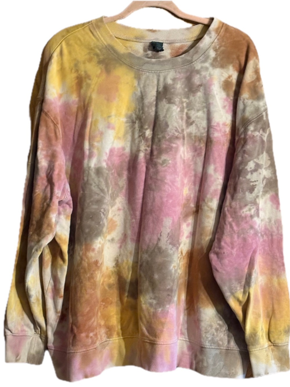 Wild Fable Multicolor Tie-Dye Crewneck Sweatshirt— Pink, Yellow & Brown Tones 2X
